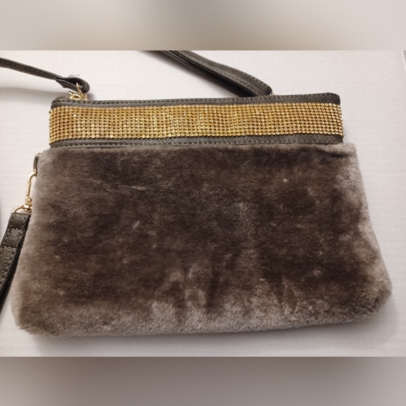 4/$60 Faux-fur/Faux-leather Purse With Rhinestone Decor - Picture 2 of 7
